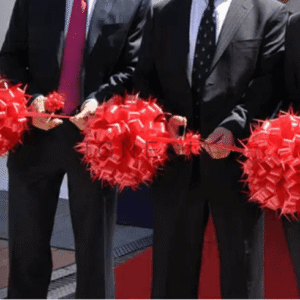 Pita Peresmian 3 Pompom Hijau Muda Bahan Pita Polypropilene / Pita Jepang