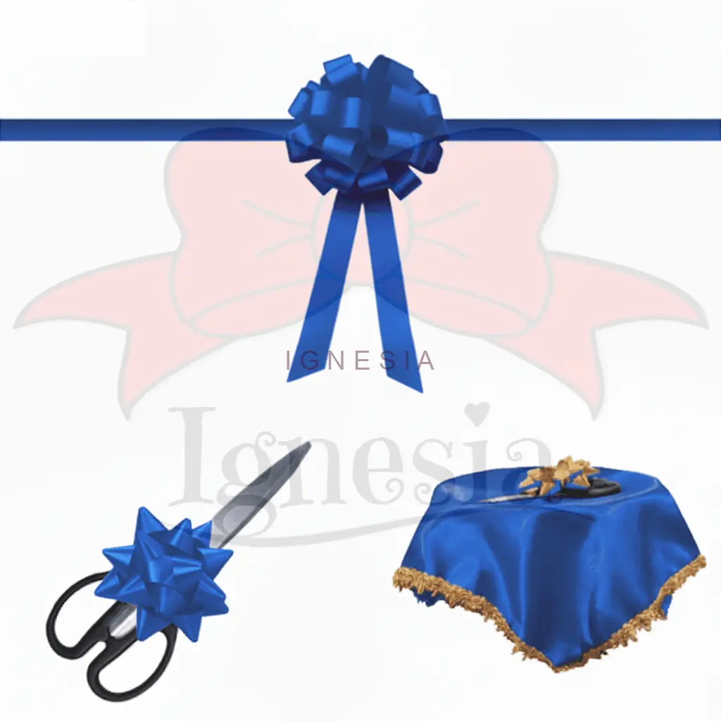 Pita Peresmian 1 Pompom GUNTING Nampan Pita bIRU