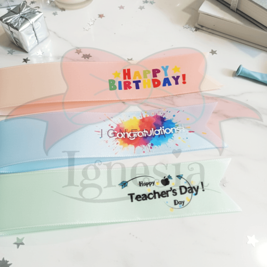 Pita Kado Ulang Tahun Cetak Ucapan Bahan Satin Premium Jadi - Gambar 4